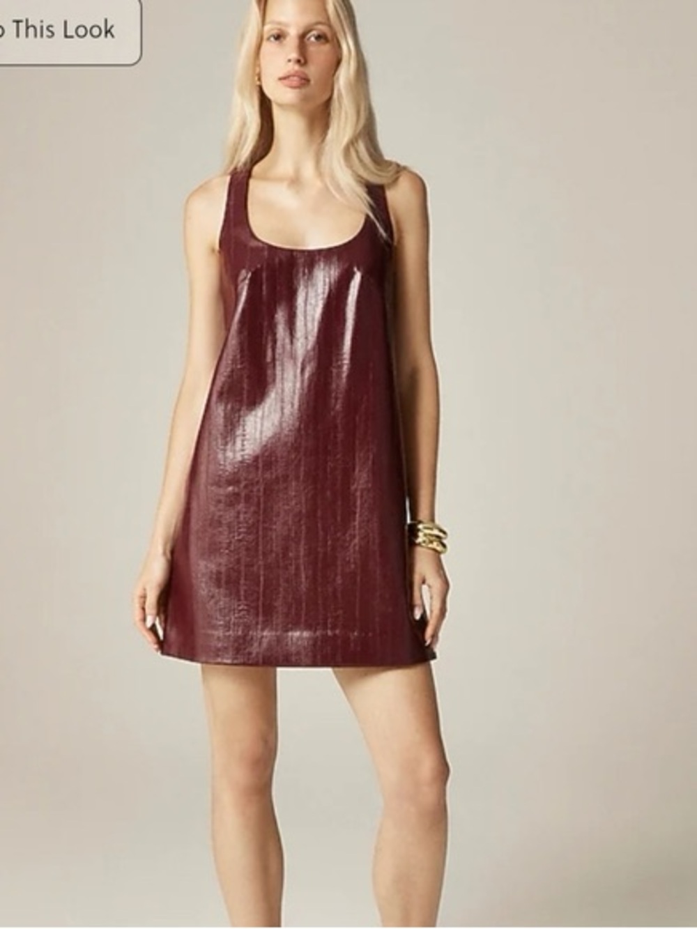 Scoopneck mini dress in faux eel-skin leather